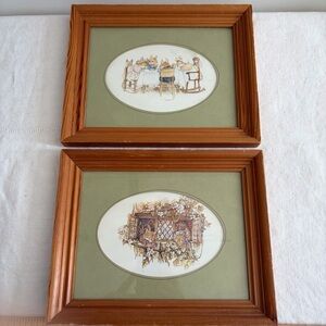 Brambly Hedge Framed Prints Set of 2 Vintage Cottagecore Nursery Wall Art